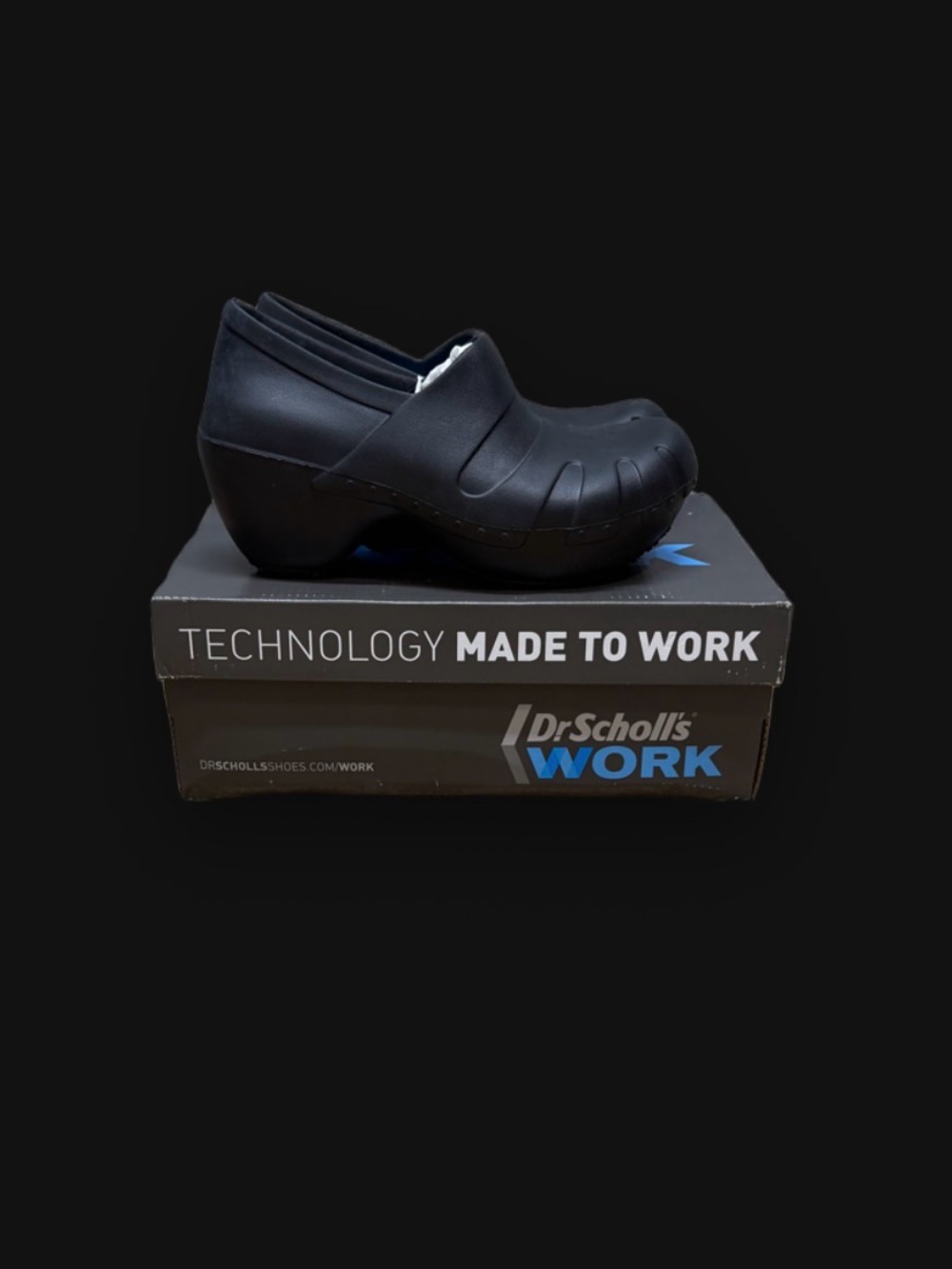 Dr. Scholl's Work Black Slip-Resistant Heeled Clogs Platform Wedge Shoes